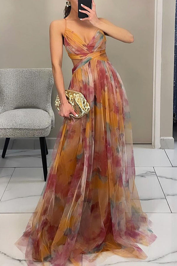 Marina | Maxikleid mit Blumenmuster und Schnürung