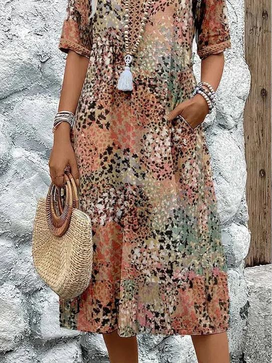 Harper | Lebhaftes Kleid in mittlerer Länge