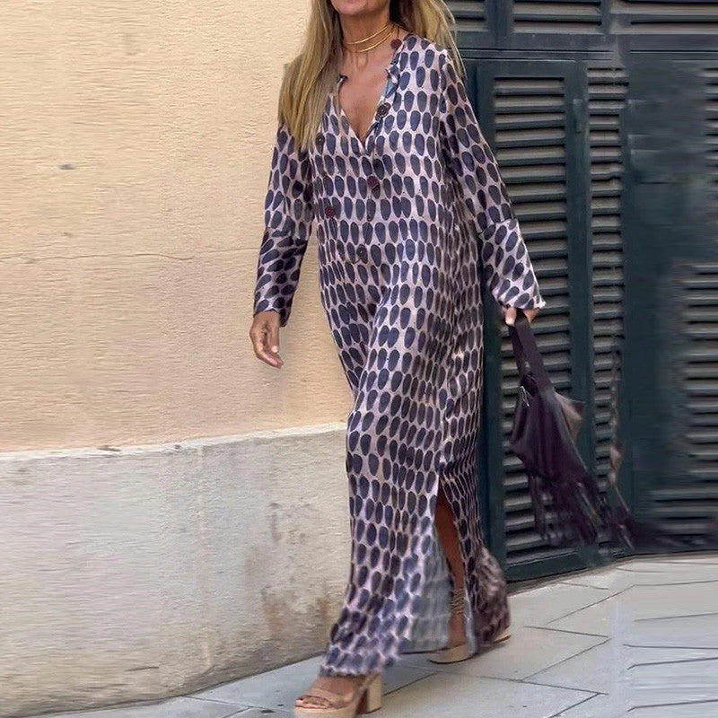 Bellevo | Elegantes Kleid mit braunem Print