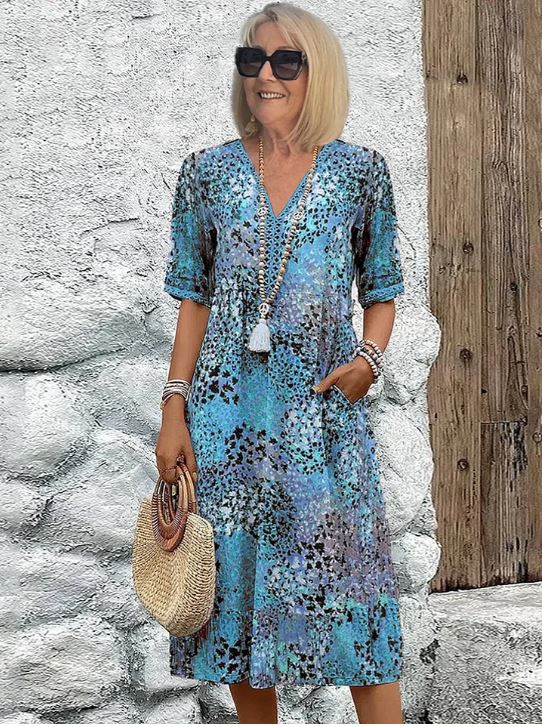 Harper | Lebhaftes Kleid in mittlerer Länge