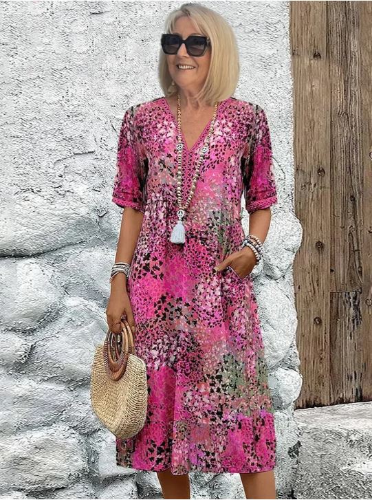 Harper | Lebhaftes Kleid in mittlerer Länge