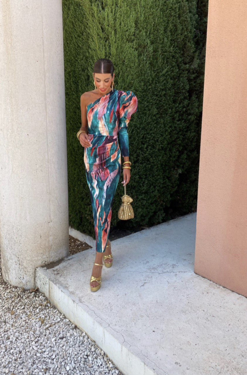 Yllana | Midi-Kleid mit einer Schulter Lila