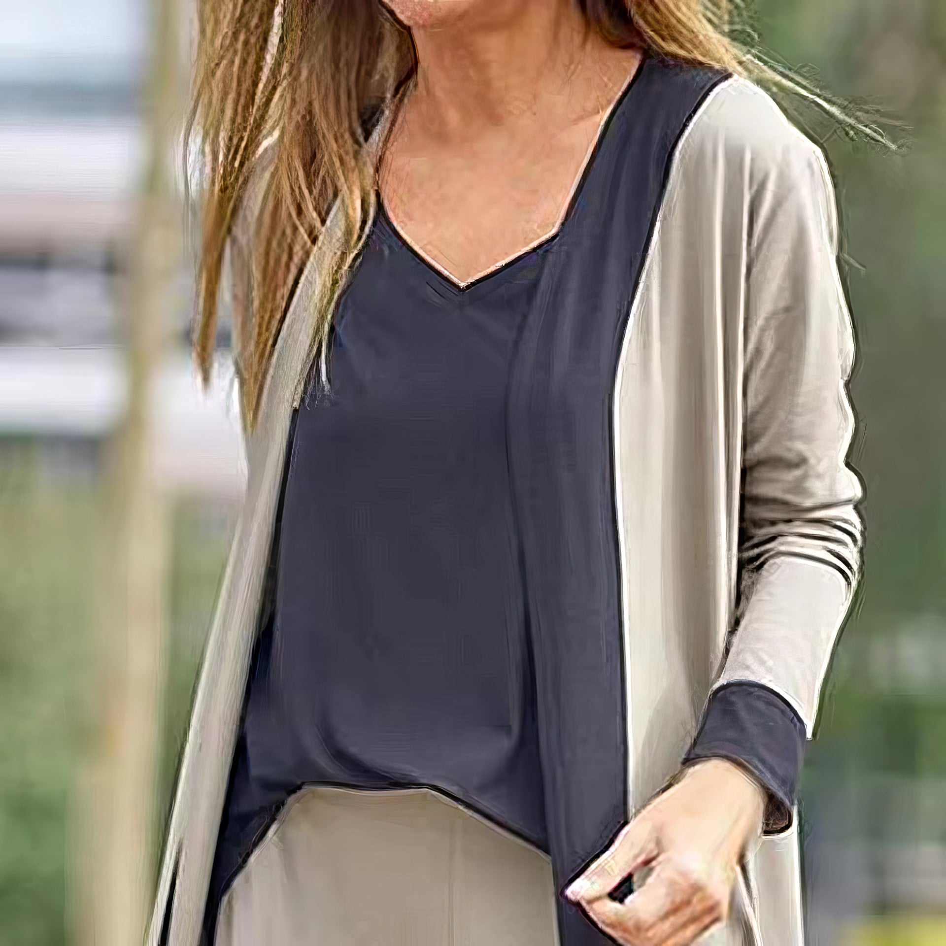 3-teiliges Set für Damen: Strickjacke, Top und weite Hose