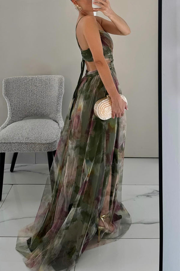 Marina | Maxikleid mit Blumenmuster und Schnürung
