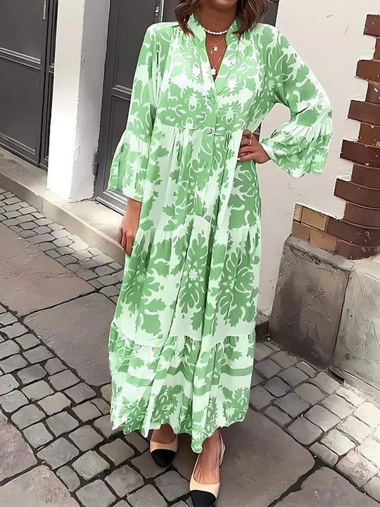 Maxikleid mit V-Ausschnitt und 3/4-Ärmeln Attraktiv