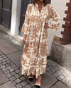 Maxikleid mit V-Ausschnitt und 3/4-Ärmeln Attraktiv