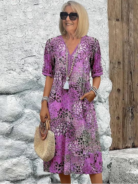 Harper | Lebhaftes Kleid in mittlerer Länge