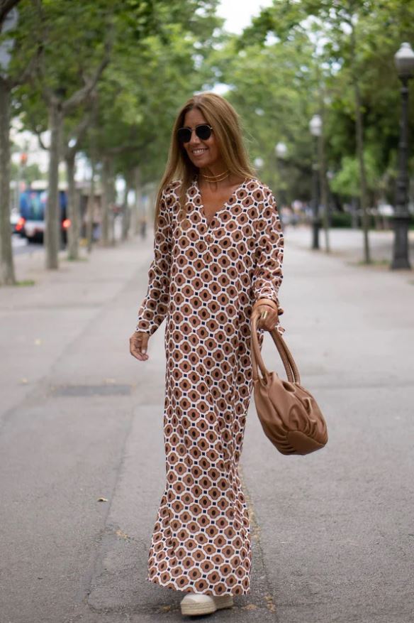 Bellevo | Elegantes Kleid mit braunem Print