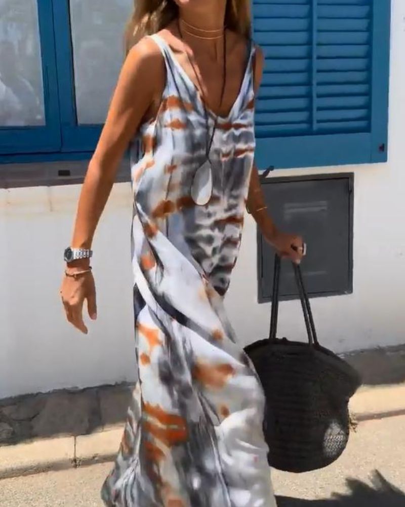 Élodie | Ärmelloses Tie-Dye-Sommerkleid
