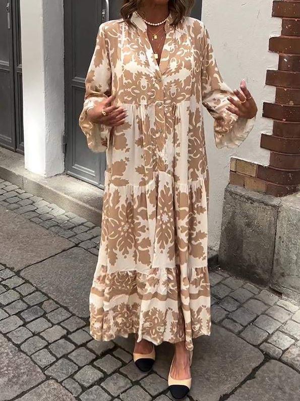 Maxikleid mit V-Ausschnitt und 3/4-Ärmeln Attraktiv