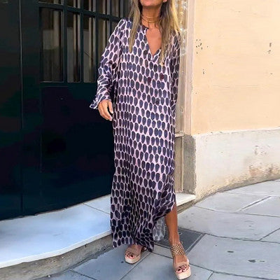 Bellevo | Elegantes Kleid mit braunem Print