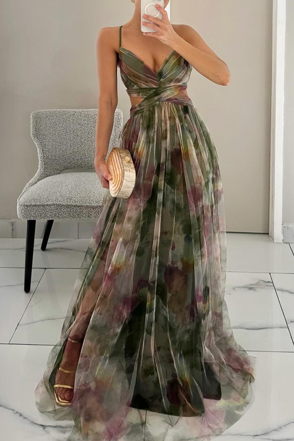 Marina | Maxikleid mit Blumenmuster und Schnürung