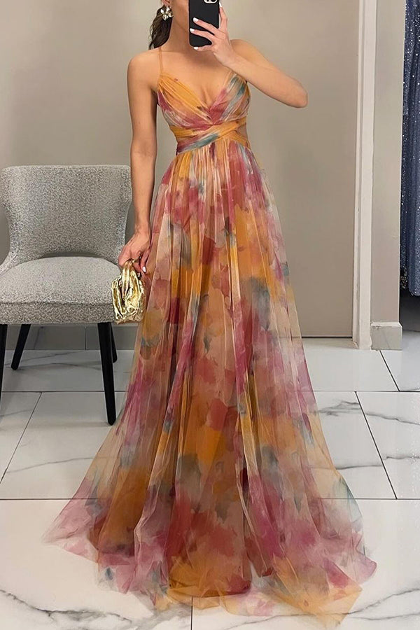Marina | Maxikleid mit Blumenmuster und Schnürung