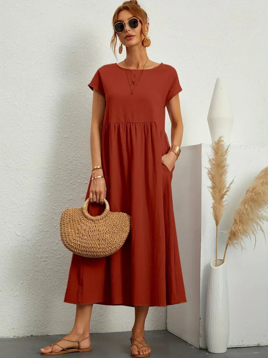Bianca™ - Leichtes Kleid aus weicher Baumwolle mit Taschen