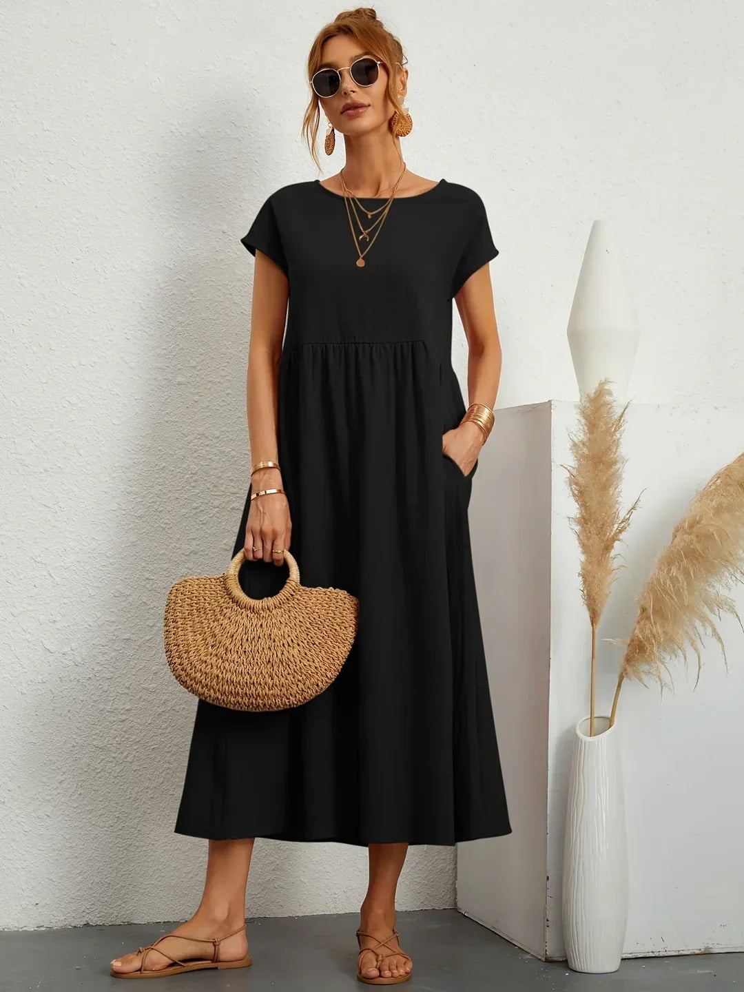 Bianca™ - Leichtes Kleid aus weicher Baumwolle mit Taschen