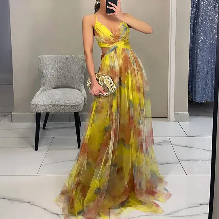 Marina | Maxikleid mit Blumenmuster und Schnürung