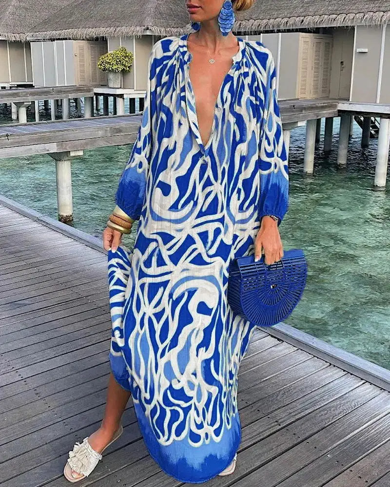 Sophia - Maxikleid im Boho-Stil mit Retro-Print