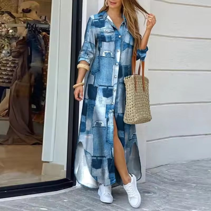 Lucy – Langes Hemdkleid mit Print