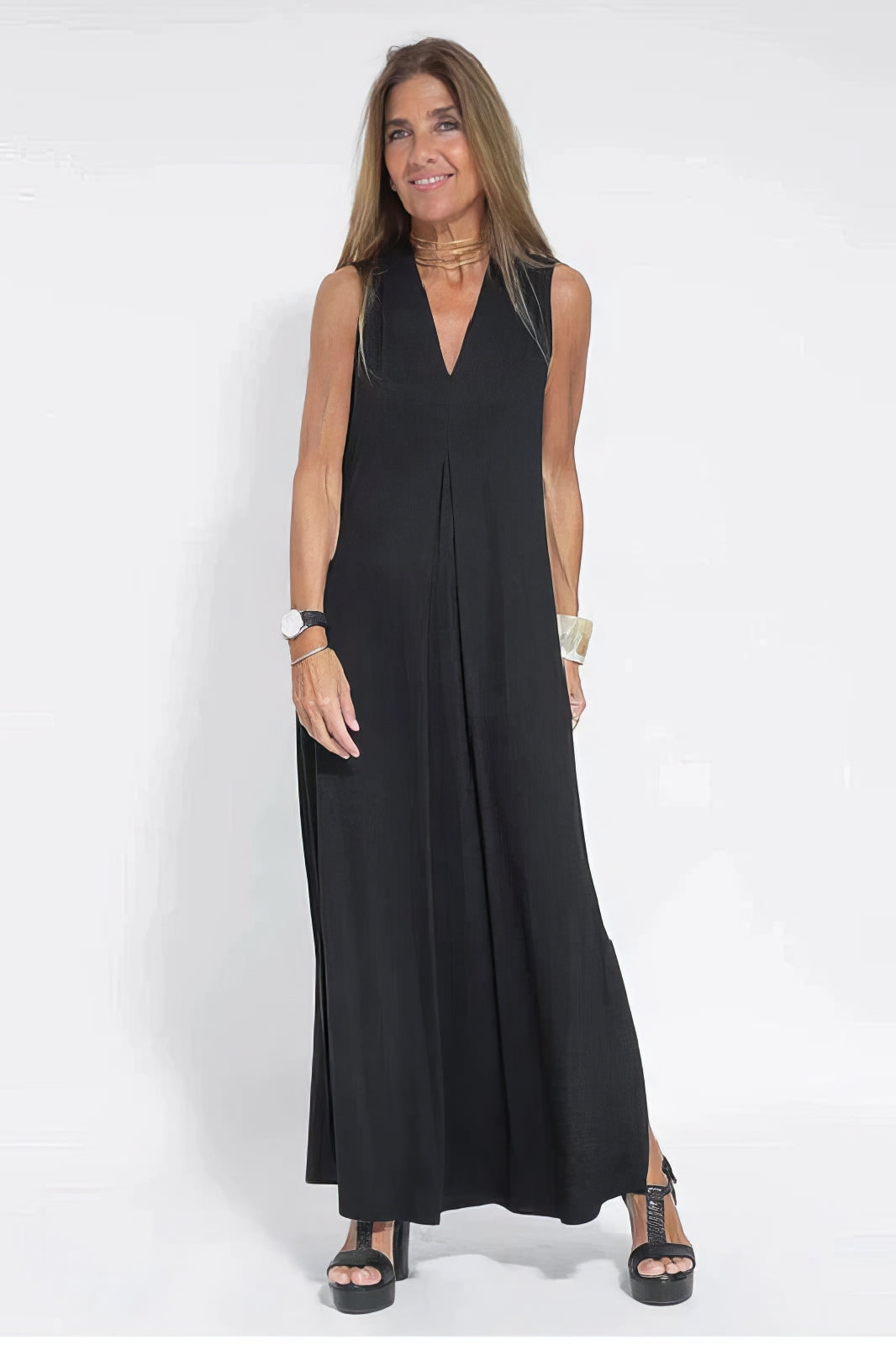 Elegantes langes Kleid + passender Cardigan GRATIS