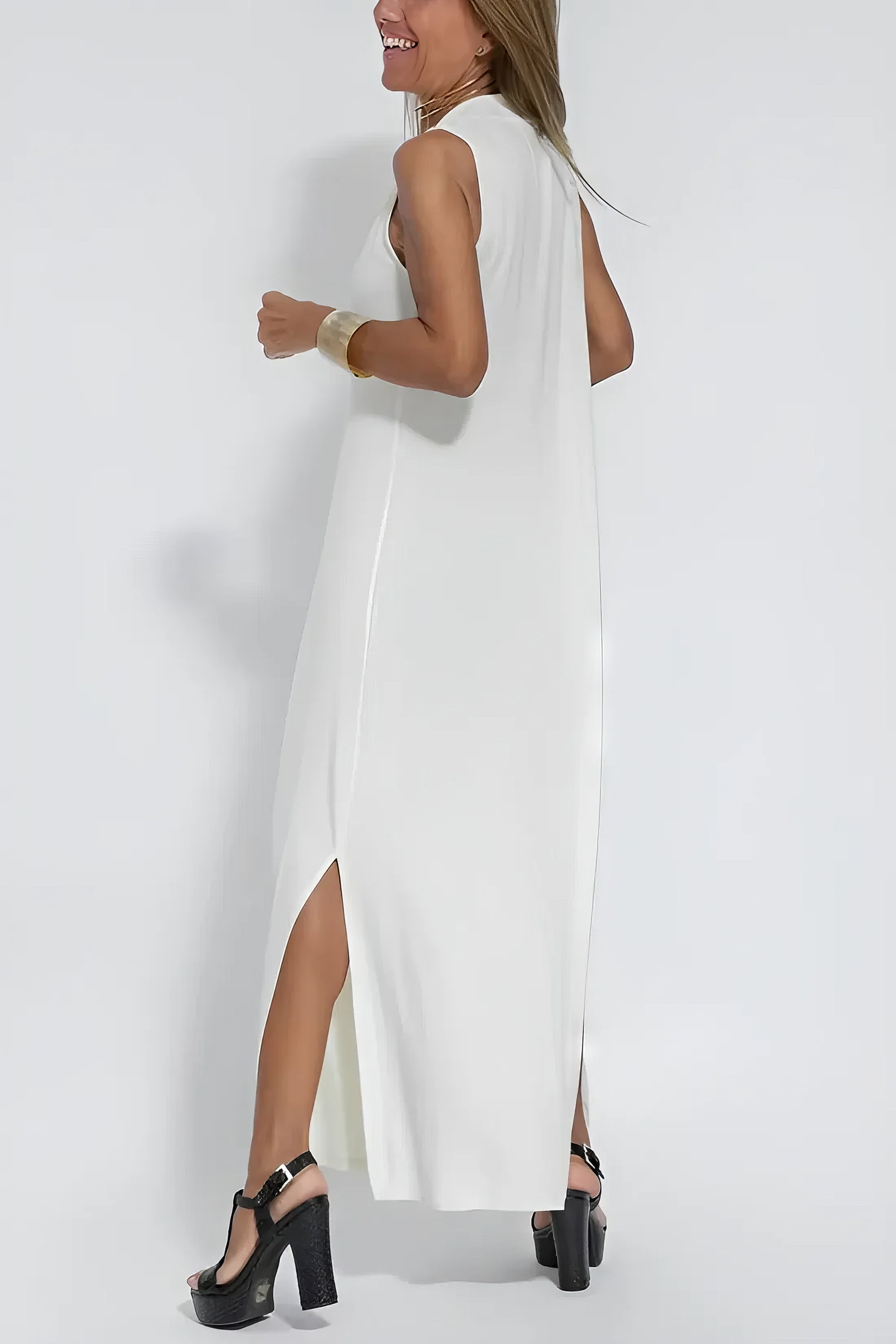 Elegantes langes Kleid + passender Cardigan GRATIS