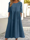 Baumwollkleid mit Rundhalsausschnitt und Taschen