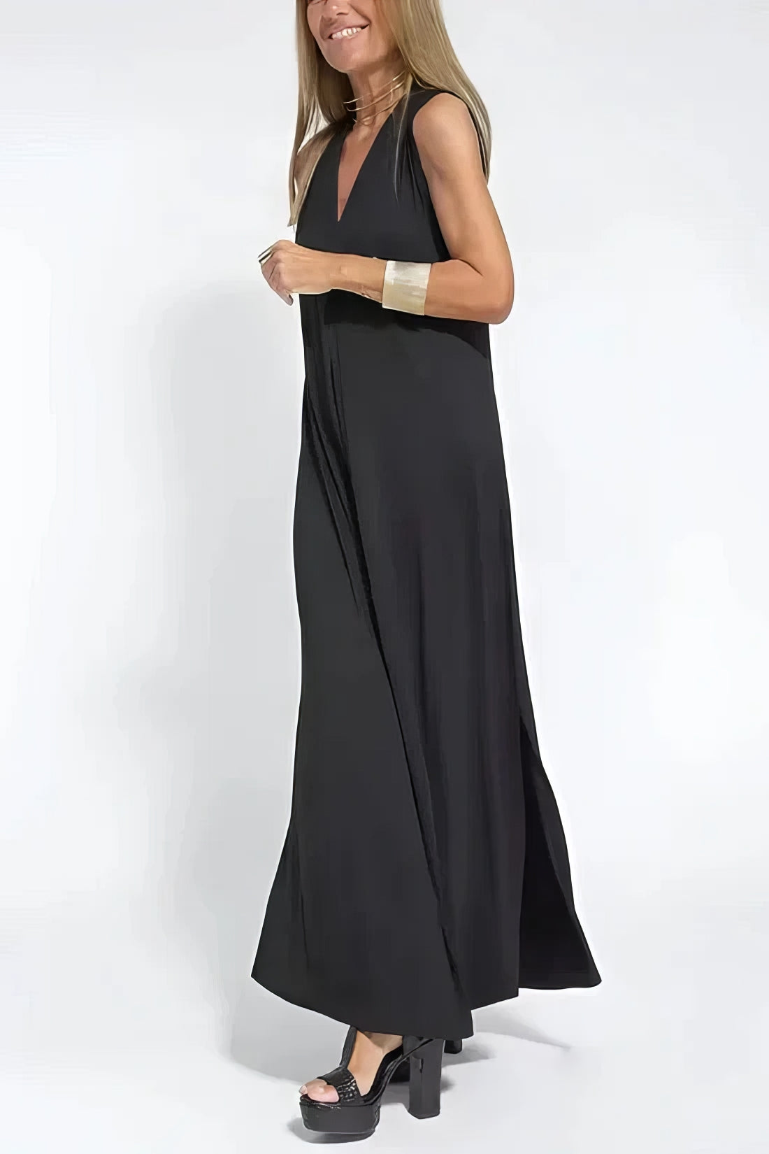 Elegantes langes Kleid + passender Cardigan GRATIS