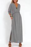 Langes Vintage-Abendkleid mit V-Ausschnitt und hoher Taille für Damen