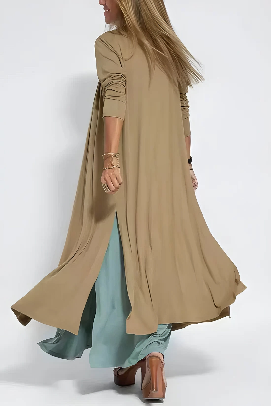 Elegantes langes Kleid + passender Cardigan GRATIS