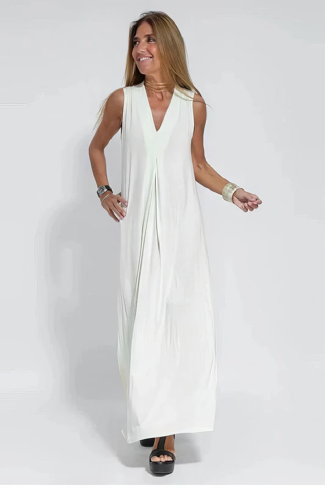 Elegantes langes Kleid + passender Cardigan GRATIS